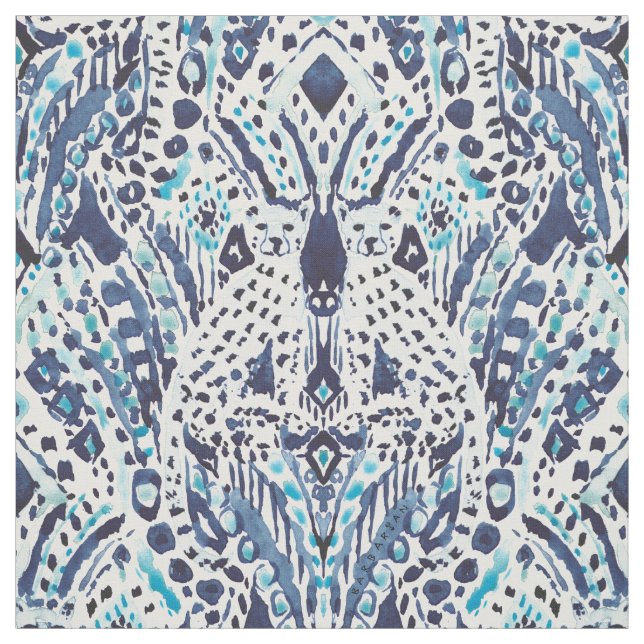 Tissu Ikat Tribal, un ami de CHEETAH à Indigo (Échantillon)