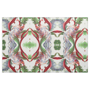Tissu Île abstraite de Barkcloth Tiki d'oiseau vintage