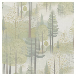 Tissu Illustration artistique des pins dans un style mod