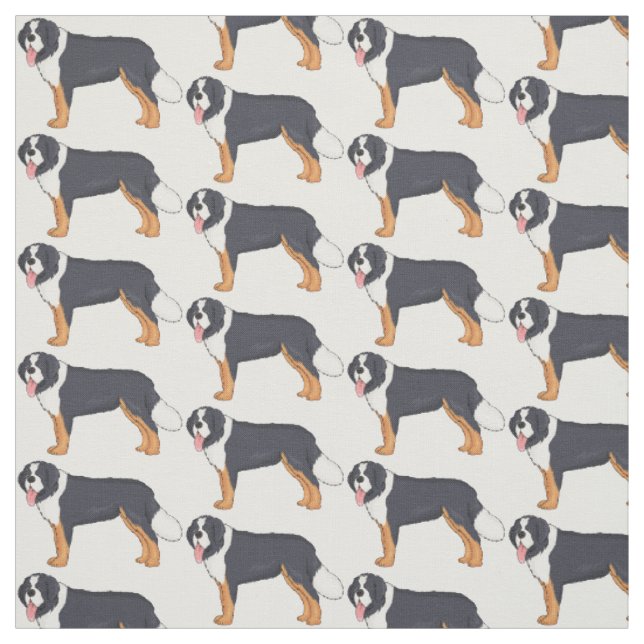 Tissu Illustration bernoise d'un chien de montagne (Échantillon)