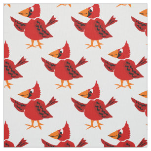 Tissu Illustration cardinale rouge drôle d'oiseau