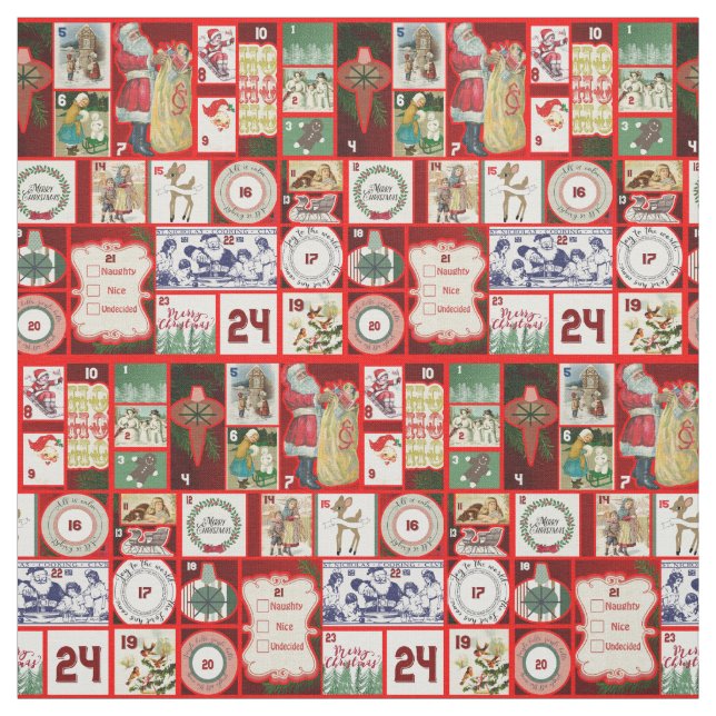Tissu Illustration Carrée de l'Avent de Bloc de Noël (Échantillon)