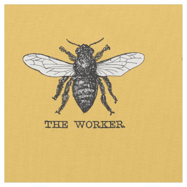 Tissu Illustration d'abeille ouvrière vintage (Fermer)