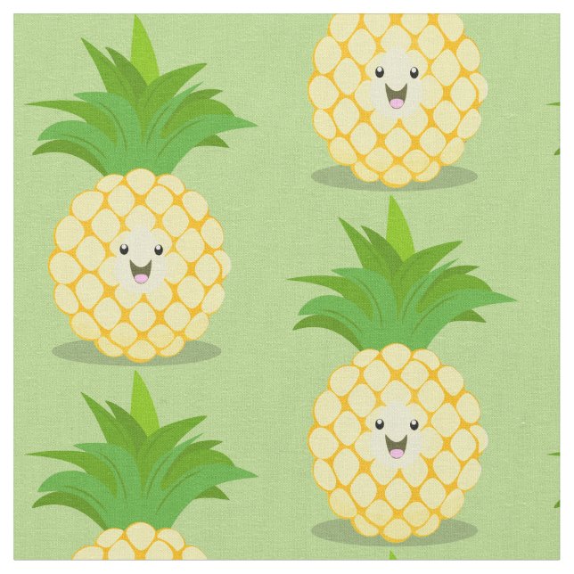 Tissu Illustration d'ananas mignon (Fermer)
