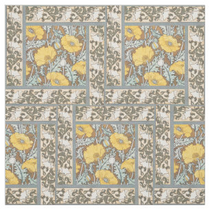 Tissu illustration d'art pavot fleur jaune