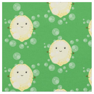 Tissu Illustration de bulles de caricatures de citron mo