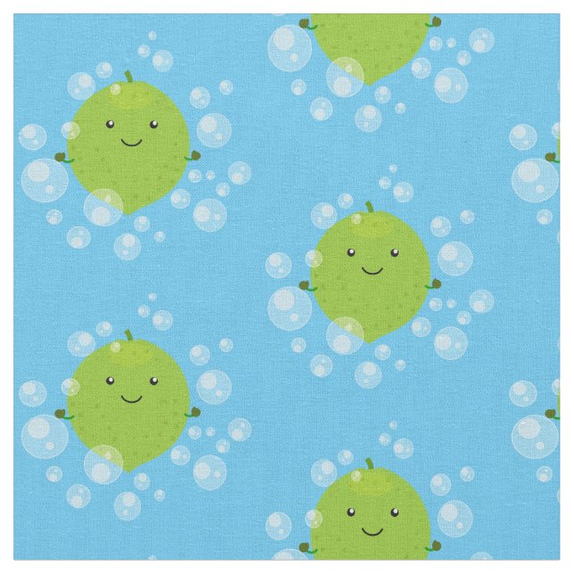 Tissu Illustration de bulles de chaux vert mou (Fermer)