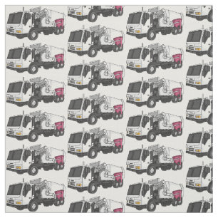 Tissu Illustration de camion à ordures