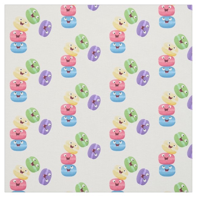 Tissu Illustration de caricature de macarons marrant mig (Échantillon)