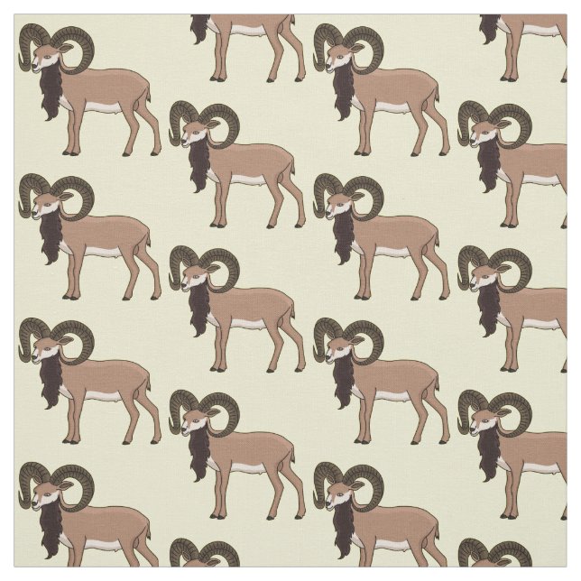 Tissu Illustration de chèvre de Mouflon (Échantillon)