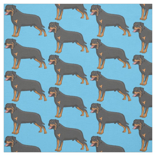 Tissu Illustration de chien Rottweiler (Échantillon)
