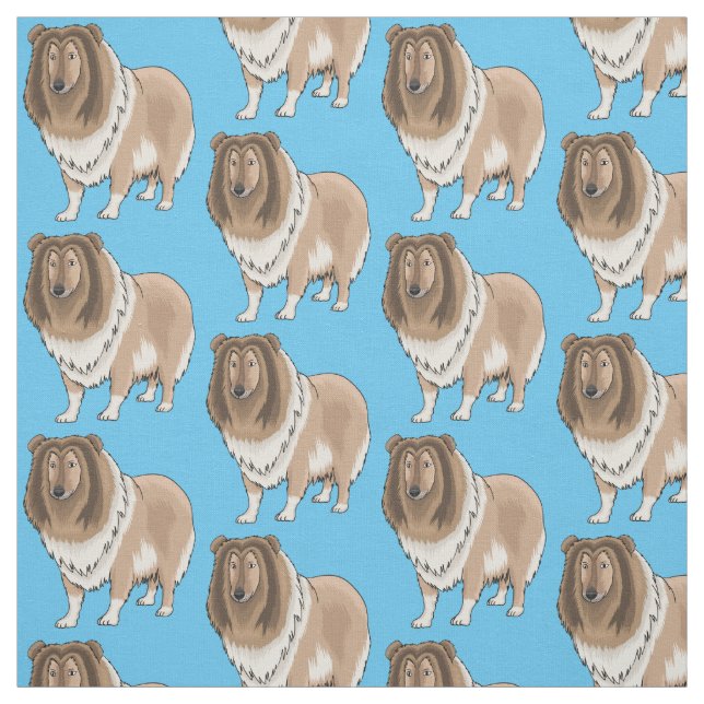 Tissu Illustration de chien Rough collie (Échantillon)