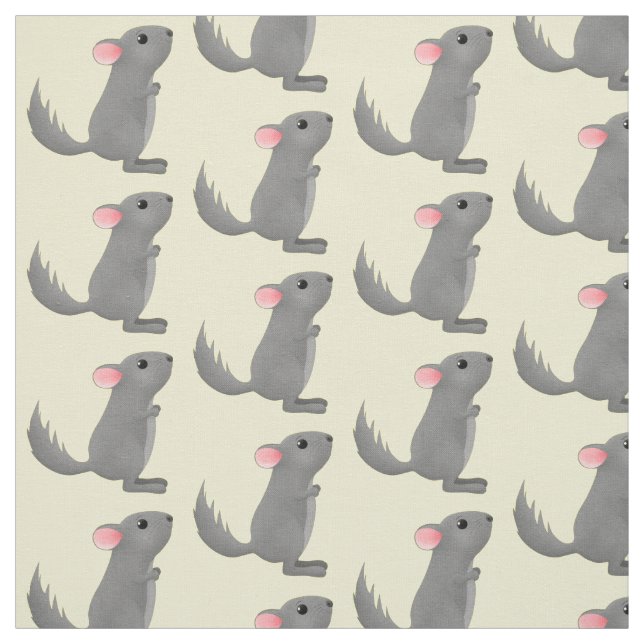 Tissu Illustration de chinchilla gris mignon (Échantillon)