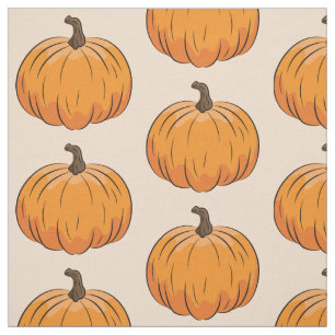 Tissu Illustration de citrouille de dessin animé orange