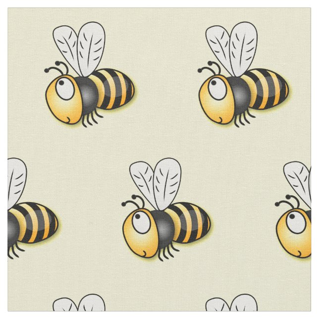 Tissu Illustration de dessin animé d'abeilles joyeux (Fermer)