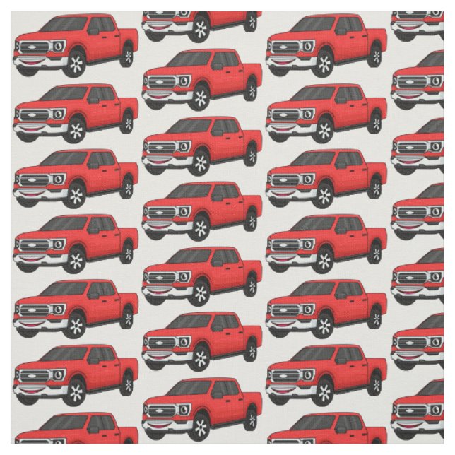 Tissu Illustration de dessin animé de camionnette rouge  (Échantillon)