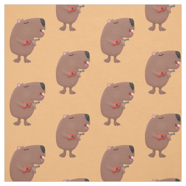 Tissu Illustration de dessin animé de capybara ukulele (Échantillon)