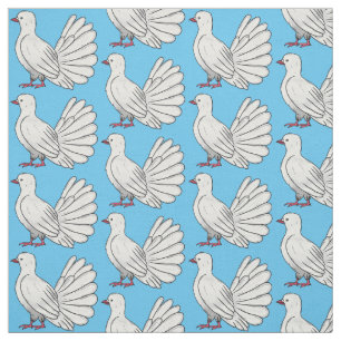 Tissu Illustration de dessin d'oiseau pigeon sauvage