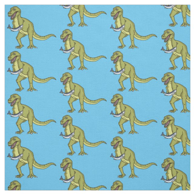 Tissu Illustration de dinosaure T rex drôle (Échantillon)