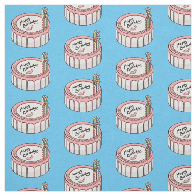 Tissu Illustration de gâteau d'anniversaire (Échantillon)