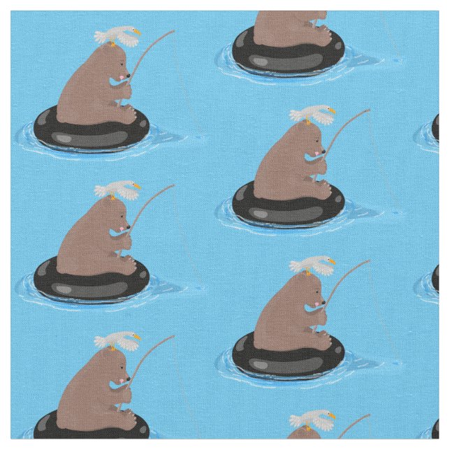Tissu Illustration de la pêche de l'ourson mou (Fermer)
