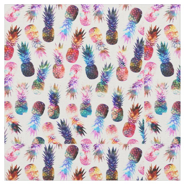 Tissu Illustration de l'aquarelle et des ananas nébuleux (Fermer)