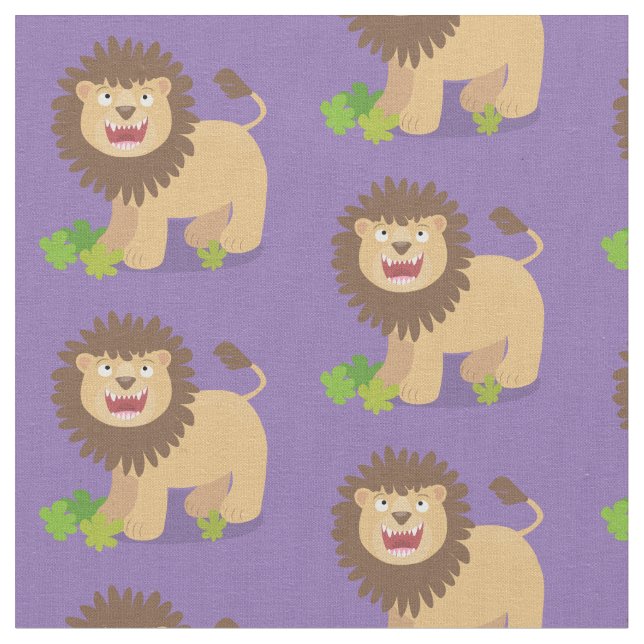 Tissu Illustration de l'effervescence de lions heureux (Fermer)