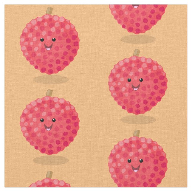 Tissu Illustration de litchee rose mignon (Fermer)