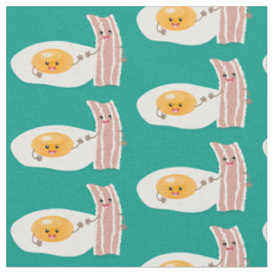 Tissu Illustration de l'oeuf de Cute kawaii et du bacon