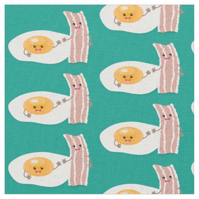 Tissu Illustration de l'oeuf de Cute kawaii et du bacon (Fermer)