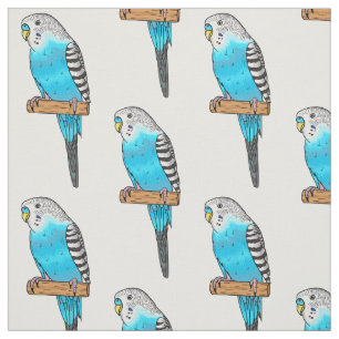 Tissu Illustration de l'oiseau bleu budgerigar