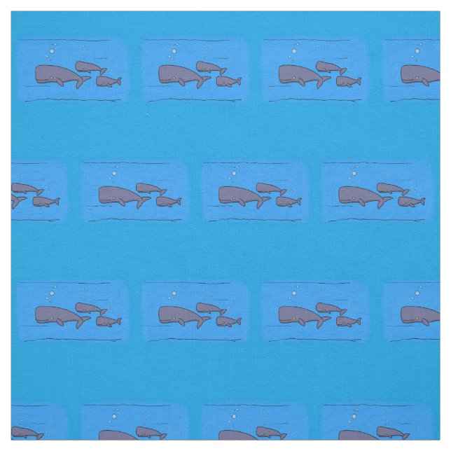 Tissu Illustration de mignonne migratrice de baleines à  (Échantillon)