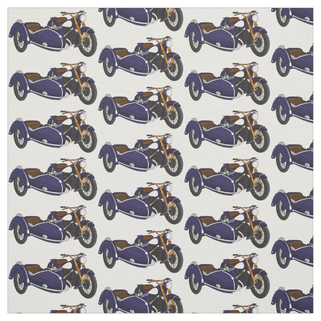 Tissu Illustration de moto pourpre Sidecar (Échantillon)