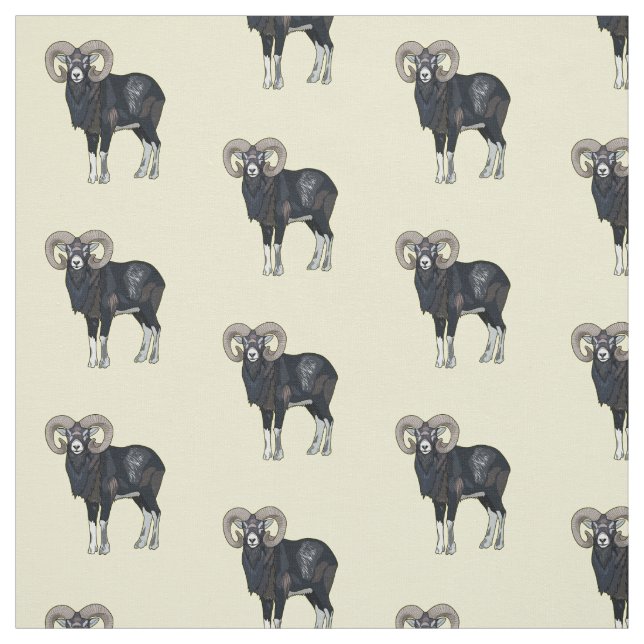 Tissu Illustration de mouflon, mouton (Échantillon)