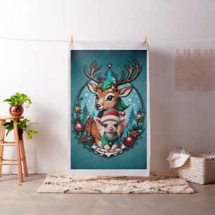 Tissu Illustration de Noël joyeuse et invitante