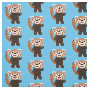 Tissu Illustration de panda rouge mignon