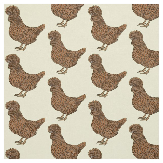 Tissu Illustration de poulet à la polis chamois (Échantillon)