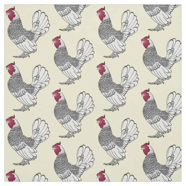 Tissu Illustration de poulet Sebright (Échantillon)