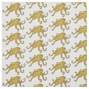 Tissu Illustration de poulpe à anneau bleu