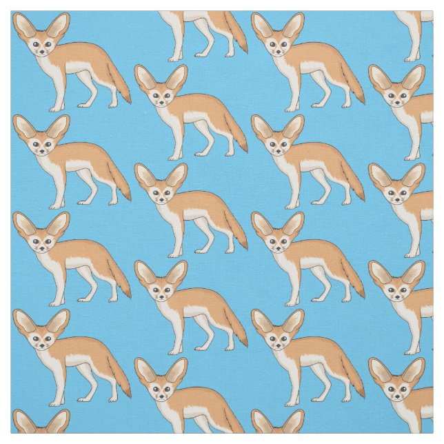 Tissu illustration de renard fennec de dessin animé (Échantillon)