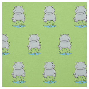 Tissu Illustration de saut en hippo mignon