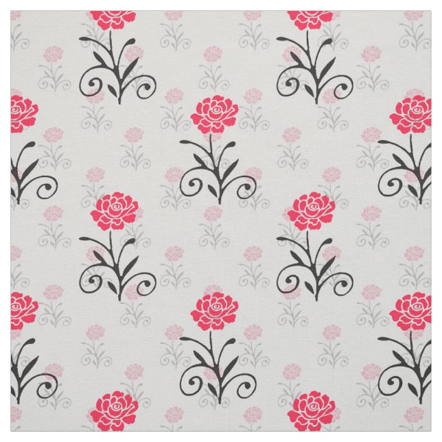 Tissu Illustration de tige de fleur rouge (Échantillon)
