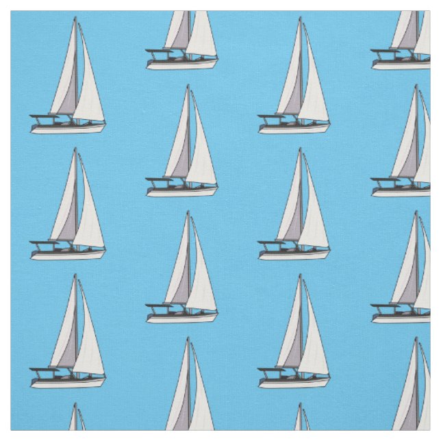 Tissu Illustration de voilier (Échantillon)