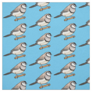 Tissu Illustration d'oiseau à deux barreaux