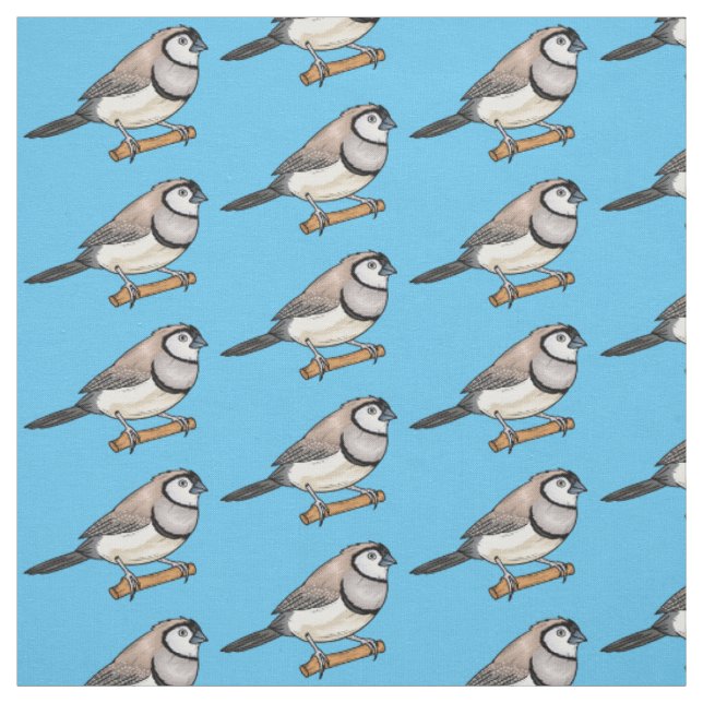 Tissu Illustration d'oiseau à deux barreaux (Échantillon)