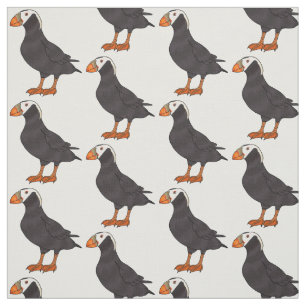 Tissu Illustration d'oiseau bouffon touffu