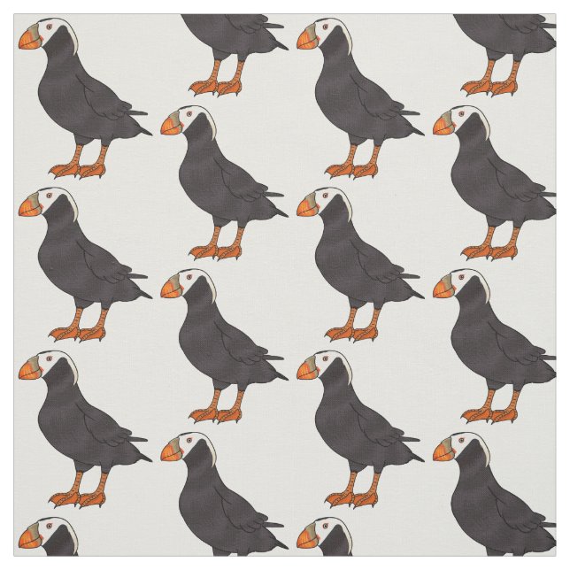 Tissu Illustration d'oiseau bouffon touffu (Échantillon)