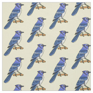 Tissu Illustration d'oiseau de jay bleu