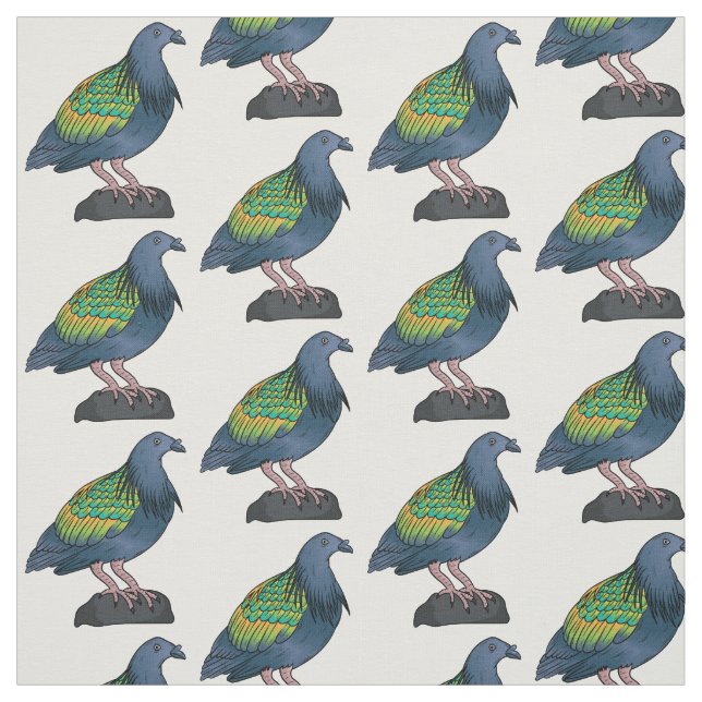 Tissu Illustration d'oiseau de pigeon de Nicobar (Échantillon)