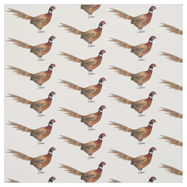 Tissu Illustration d'oiseau faisan à cou circulaire (Échantillon)